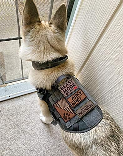 U-LIAN 4 Pieces Dog Pet Patch Beast Mode On Ask to Pet US Flag Dog Tracker Mama Says I'm Special Funny Hook and Loop Patches Sevice Dog Multitan