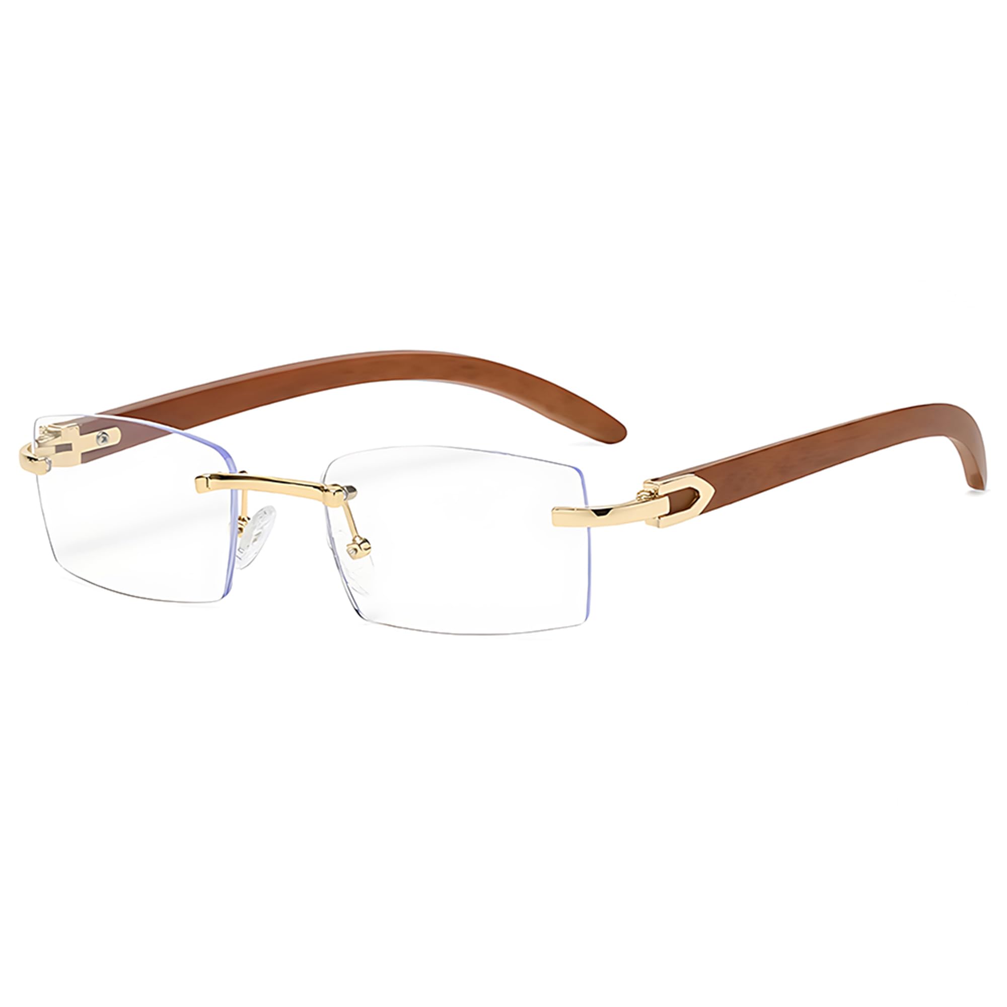 Heptagram Rectangle Fashion Rimless Sunglasses for Women Men Gangster 90s Frameless Shades Retro Vintage Trendy Eyewear