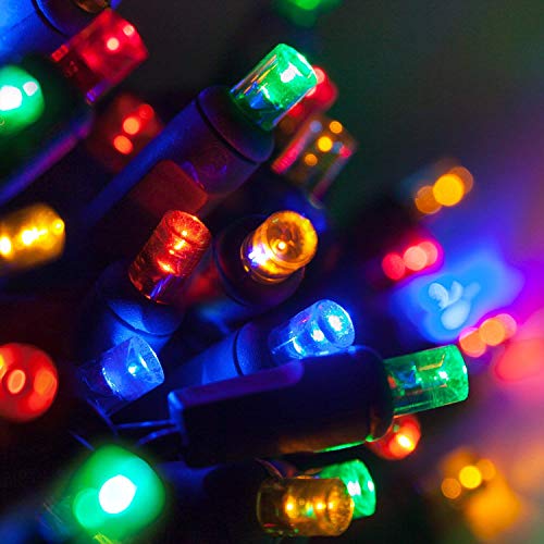 5mm LED Wide Angle Multicolor Prelamped Light Set, Green Wire - 70 5mm Multi Color LED Christmas Lights, 4