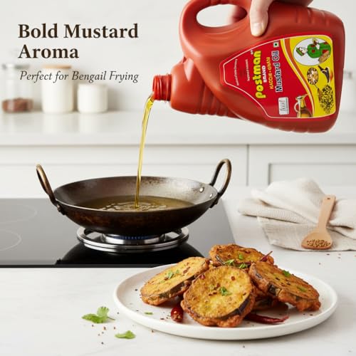 Image of Postman Wood Pressed Kachi Ghani Mustard Oil 5L Jar Pack of 2