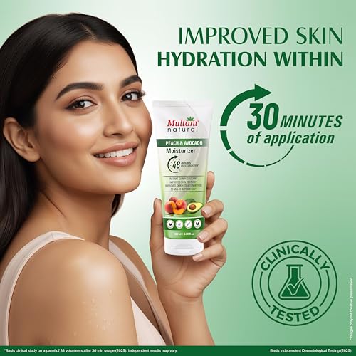Image of Multani Naturals Moisturizer Peach & Avocado (100 ml) | Face & Body 100ml | Naturals Ingredients | 48Hr Hydration | Dermatologically Tested | Smooth, Soft & Healthy Skin | All Skin Types