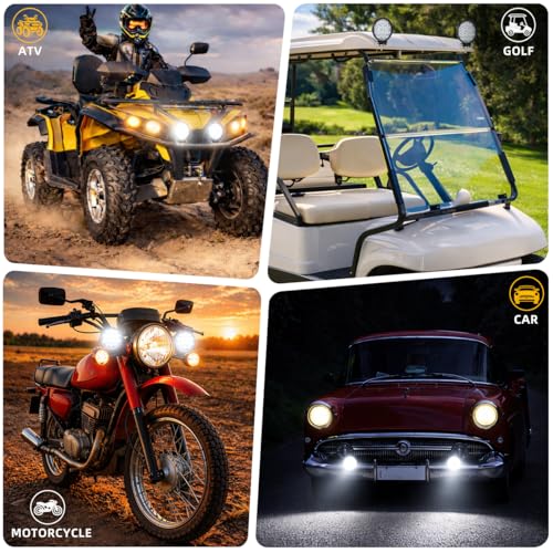 Image of Zmoon 4.5'' 84W Round LED Offroad Flood Lights, Waterproof 12V /24V Round LED Light Bar for Truck Tractor ATV UTV SUV Motorcycle Off Road Fog Driving Lights 2Pack