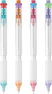 Dual Control Pen, 0.5mm ST Twin-Ball Tip, Silicone Grip, Pull Tip Activation, 360 Degree Auto-Retract (Purple/green, Red/blue)
