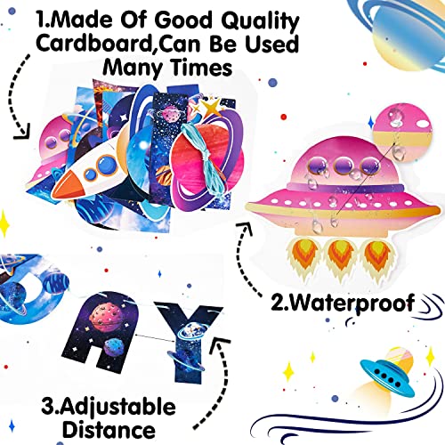 Image of SUNBEAUTY Universe Outer Space Theme Birthday Banner Galaxy Happy Birthday Party Decoration Space Birthday Decorations Solar System Decoration | Pre-Strung