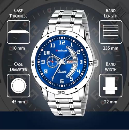 Image of Analog Day Date Functioning Stainless Steel Chain Watch for Men
