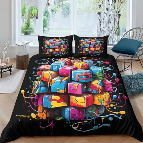 Housse de couette microfibre 140x200 cm imprimée 3D résumé numérique single