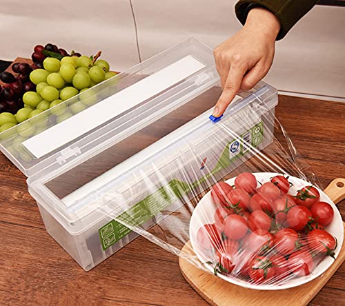 HULPPRE - HULPPRE Cling Film,Health-Friendly Food Wrap Roll with Slide Cutter,Food Storage Container,Keep Food Fresh,Support Microwaves,492ft Length,Normally Daily Use for 6 Months/Roll (492ft/with Cutter)