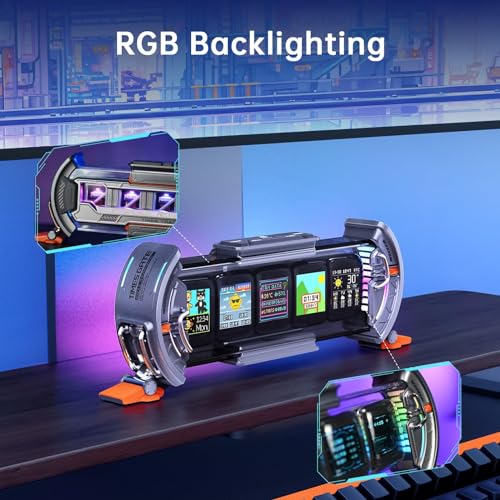 Cyberpunk-Gaming-Setup-Digital-Clock-Modern-Desktop-Clock-with-Smart-APP-Control-WiFi-Connect-RGB-LED-Display-Personalized-Dashboard-Pixel-Art-for-Gaming-Room-Office-Decor-Sliver
