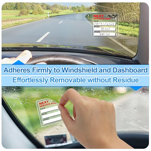 Image of for Oil Change Sticker Static Cling, Clear Stickers 120 Pcs 2 inchx 2 inch Next Service Due Sticker for Windshield, Easy to Peel with No Residue for Car Auto Vehicle Window (Red1)