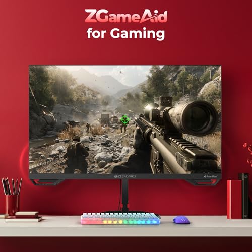 Image of Zebronics S27A 27 inch inch (68.5 cm) Gaming Monitor, 220Hz Refresh Rate, Fast IPS Display, HDMI, DP, FHD 1920x1080, 350nits Brightness, Built-in Speakers, ZGame Aid, Adaptive Sync, Bezel-less, Wall Mountable