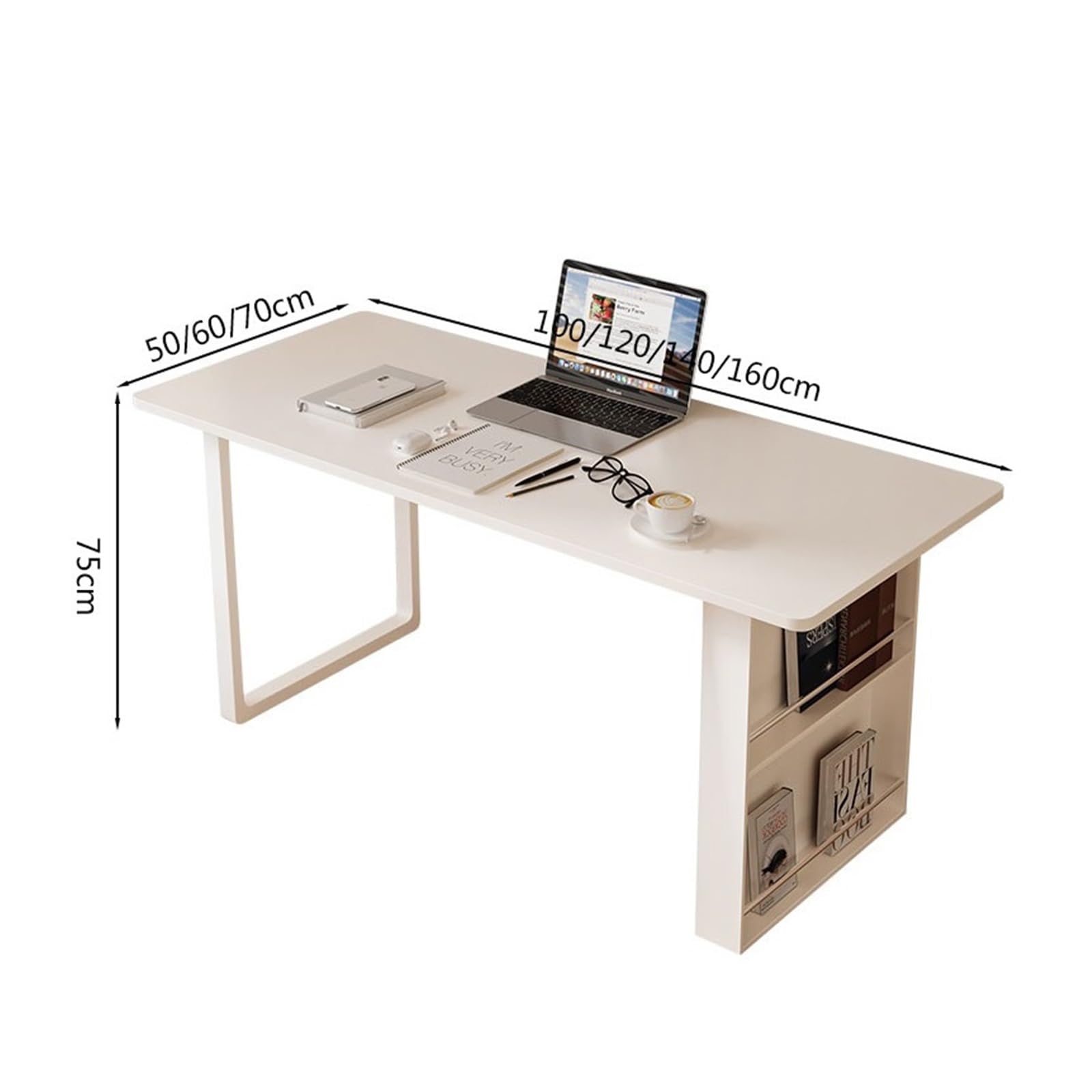 Acrittura Scrivania da studio moderna con portariviste verticale a 2 livelli(S)