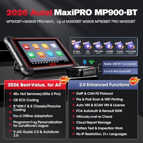 Autel Scanner MaxiPRO MP900-BT w/ MV108S: 2026 MP900BT V2.0 ECU C0ding as MS906 PRO MS906MAX, Up of MP900 MS906BT MP808BT PRO MK900BT, 40+ Service, DoIP&CAN FD, 3K+ Bidirectional Diagnostic Scan Tool - Image 3