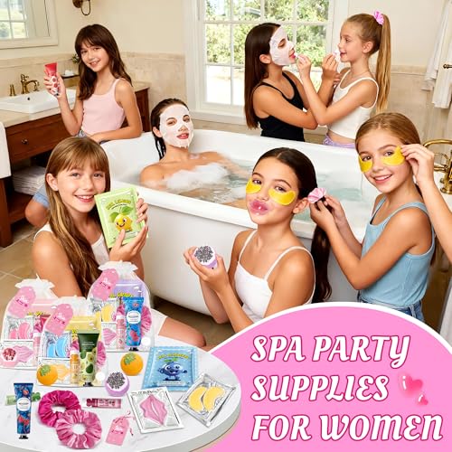 121Pcs Spa Party Supplies Set - 12 Complete Spa Kits with Face/Lip/Eye/Hand/Foot Care,Party Favors for Sleepovers,Birthdays,Slumber Party & Relaxation,All Skin Types Safe
