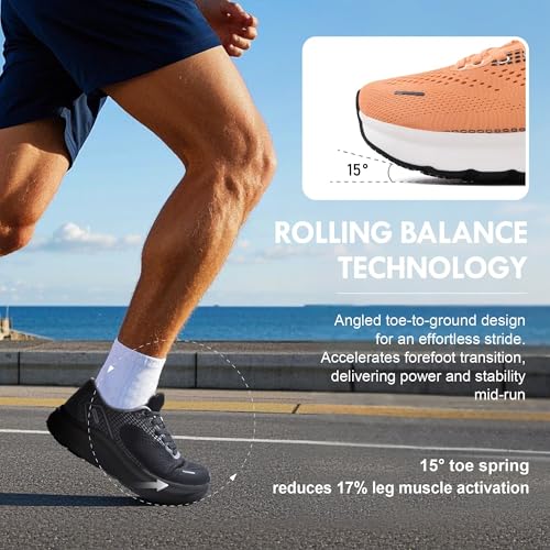 JACKSHIBO Wide Toe Box Shoes Women Arch Support Wide Sneakers for Running Walking Athletic Tennis Orthopedic Plantar Fasciitis Workout with Thick Cushion Zero Drop Sole Width Shoes, Orange, 4.5 UK - Image 5