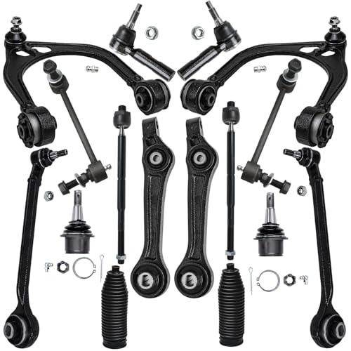 Detroit Axle - RWD Front End 16pc Suspension Kit for Chrysler 300 Dodge Charger Challenger Magnum, Control Arms Lower Ball Joints Sway Bars Inner Outer Tie Rods Boots Replacement