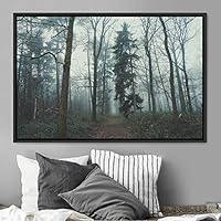 Framed Canvas Wall Art Rustic Woods Brown Dark Dramatic Forest Group Nature Photography Realism - 16x24 inches