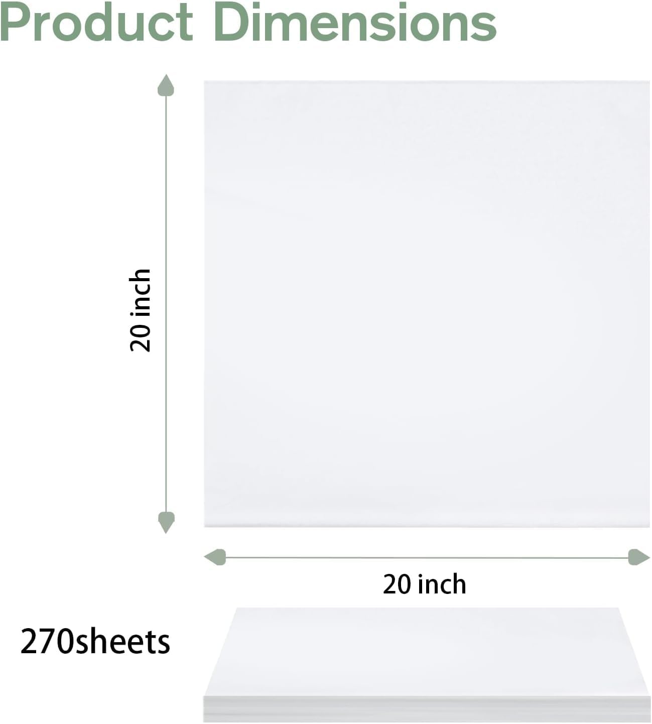 Simetufy White Tissue Paper for Gift Bags, 270 Sheets 20" x 20" White Wrapping Paper for Packaging, Gift Wrapping Tissue Paper Bulk for Crafts Mother's Day Birthday Wedding Holiday Christmas Decor DIY