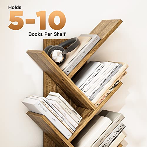 Pipishell Tree Bookshelf With Drawer, 8-Tier Vertical Bookshelf, Modern Bookcase, Book Shelf Organizer For Living Room, Bedroom, Home Office, Rustic Brown, Pibs03Wn #TOP5