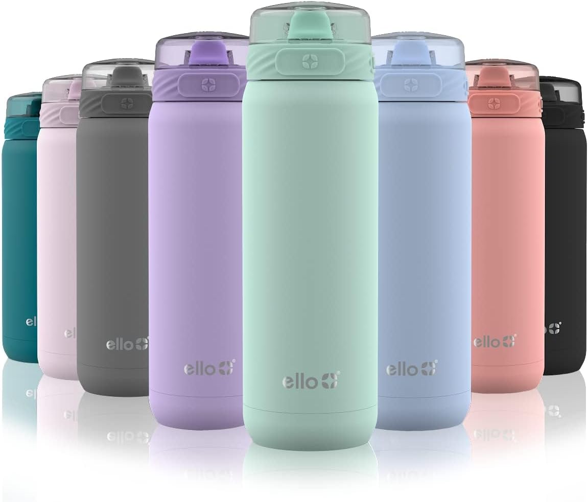 Cooper 22oz Stainless Steel Water Bottle with Straw and Carry Handle, Double Walled and Vacuum Insulated Metal, Leak Proof Locking Lid with Soft Silicone Spout, Reusable, BPA Free, Yucca