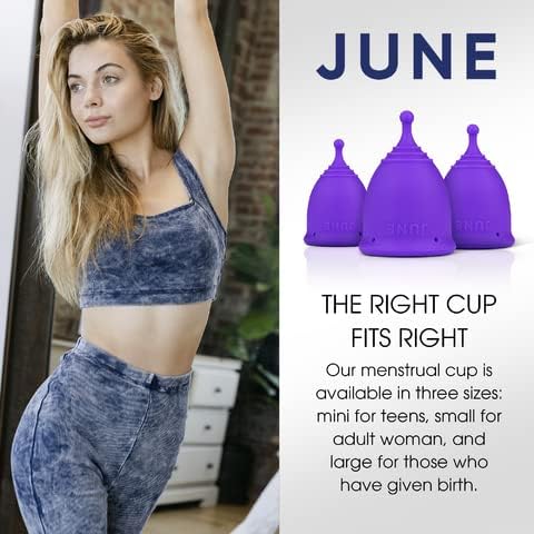 Miniatura 5 de June Copa menstrual (suave, transparente, grande, 1 unidad)  Vaso de silicona suave reutilizable para una protección cómoda y a prueba de fugas