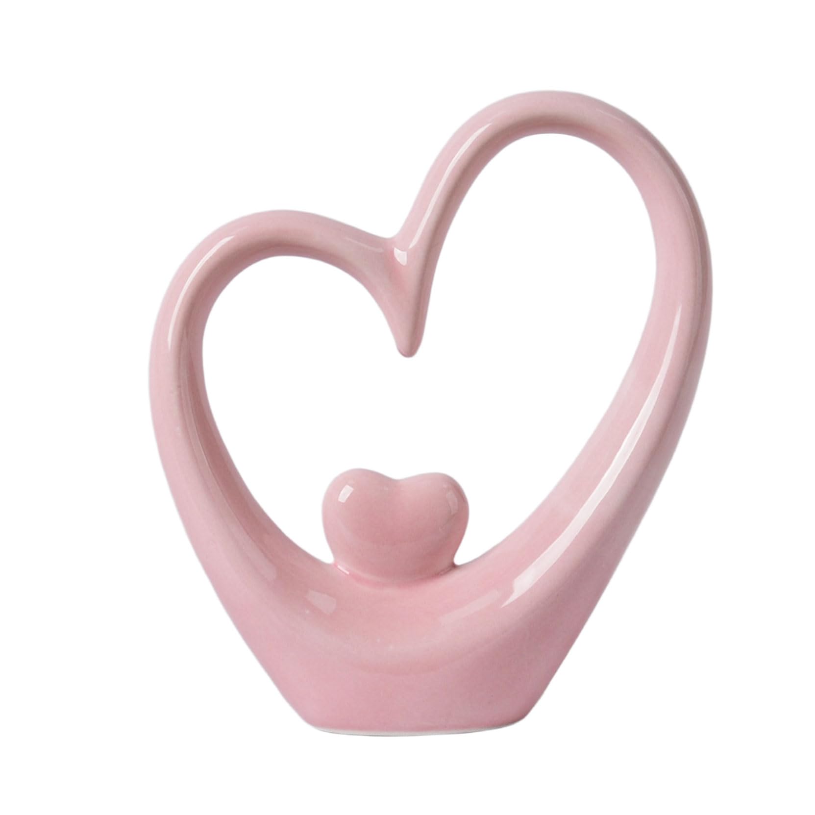 Statue coeur en céramique HAUCOZE, sculpture moderne de 17cm pour décoration d'intérieur