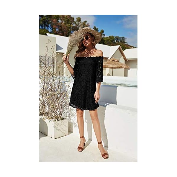 Supnier Summer Dresses for Women Beach Floral Sundress Casual Loose Dress Party Black L
