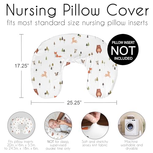 Image of Sweet Jojo Designs Baby Nursing Pillow Cover (Woodland Animals) for Girls & Boys, Infant /Newborn Nursery, Bottle Breastfeeding Slipcover, Breast Feeding Pillowcase-Pillow NOT Included (Forest Friends)
