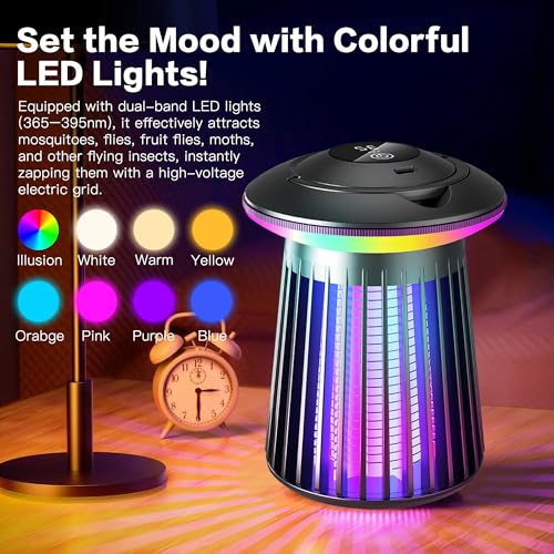 Image of 2026 Upgraded Mosquito Killer Lamp, 4200V Electric Bug Zapper for Indoor & Outdoor, Rechargeable LED Night Light - Safe for Baby & Family, Camping, Backyard, Terrace