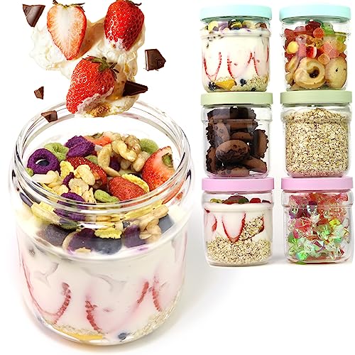 Wemburly 6Pack Meal Prep 2Cup Glass Containers Salad Jars With Lids 480Ml/16Oz Pyrex Glass Jars With Lids Diswasher Safe #TOP25