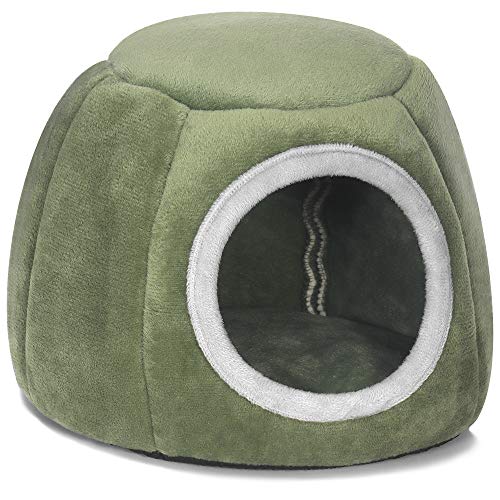 YOGURTCK Guinea Pig Bed, Hedgehog House, Hamster Warm Nest Hideout, Small Animals Cage Cave Supplies - Green