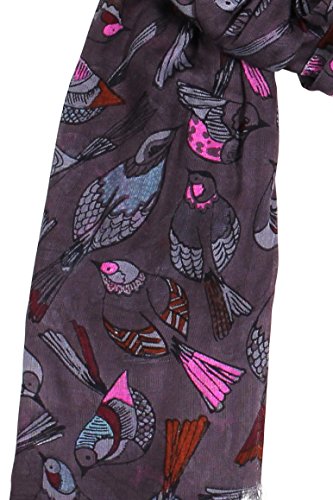 Anika Dali Women's Cute Tweet Bird Scarf Lightweight Soft Multicolor (Grey/Pink) #TOP3