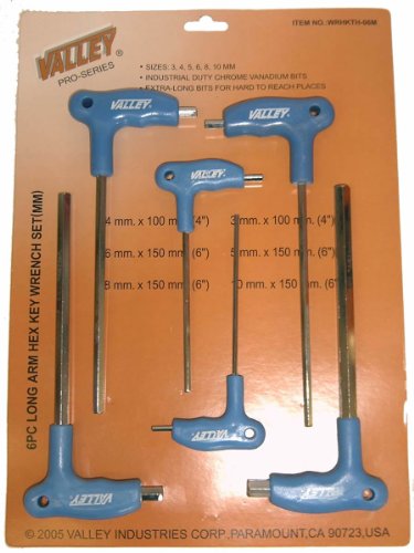 6 Pc Long Arm Hex Key Wrench Set- METRIC
