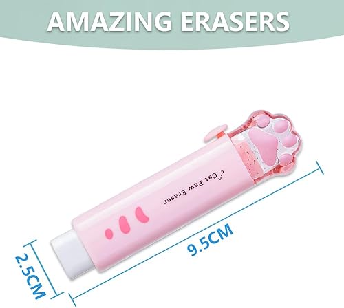 Miniatura 7 de Borrador de lápiz retráctil, lindos borradores, borrador de gelatina degradado, adecuado para suministros de oficina en casa y escuela, 4 unidades
