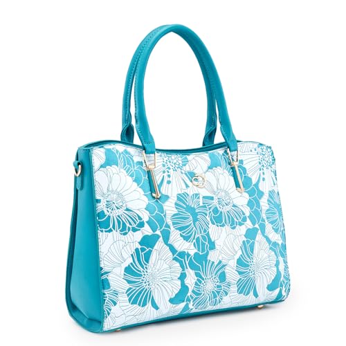 Image of Caprese Margot Satchel Bag, Medium | Stylish Floral Print Handbag for Women with Adjustable & Detachable Sling Strap | Secure Zip Closure | Perfect for Office & Daily Essentials