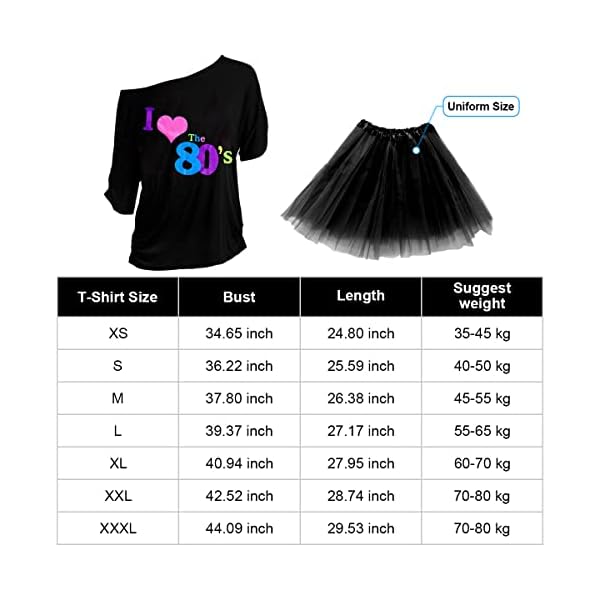 Wildparty 80s costume accessories for women, t-shirt tutu fanny pack headband earring necklace fishnet gloves legwarmers - image 5