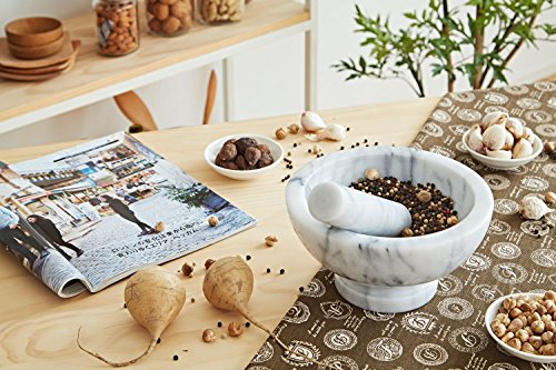Marble Mortar With Pestle Set 4.5X2.5 Inch, Natural Stone Surface Polished For Easy Cleaning, Heavy/Durable/Elegant (White)(Premium Quality) #TOP4