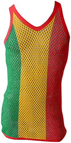 CRAZY LIZARD Gilets noirs classiques pour homme avec des couleurs rasta : rouge, jaune, bleu, vert et beaucoup d'autres couleurs., Rasta 3 Rayures, L Cover