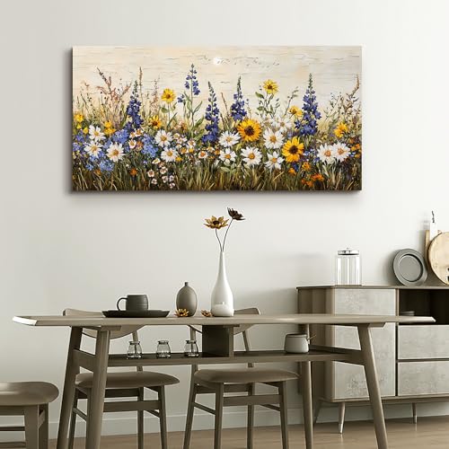 ERQINHUA Farmhouse Wall Art For Living Room Canvas Wall Decor For Bedroom Office Dining Room Decor Boho Printing Paintings Flowers Watercolour Wall Pictures Ready To Hang Family Home Decor 20"X40"