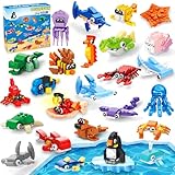 DULEFUN 25 Packs Party Favors for Kids, Building Blocks Toys Sea Marine Animals Build Bricks for Classroom Prizes Goodie Bag Fillers Halloween Christmas Easter Birthday Gift Toy for Boys Girls Ages 6+