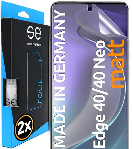 smart engineered 2x se® Protector 3D Antirreflejo para Huawei Edge 40, Protección Solar, Compatible con Huellas y FaceID, Instalación sin Burbujas, Mate, Resistente a Golpes y Arañazos, Matériau TPU