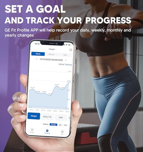 ge smart scale for body weight 8-electrode digital bathroom scale for weight fat bmi muscle mass full body composition analyzer 27 measurements bluetooth highly accurate weighing machine 400 lbs