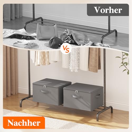 Lifewit 40L Aufbewahrungsbox mit Deckel, 6er-Pack, Faltbare Aufbewahrungsboxen aus Vliesstoff mit Griff, Faltbox, Kleideraufbewahrung, 40 x 40 x 25 cm, Grau