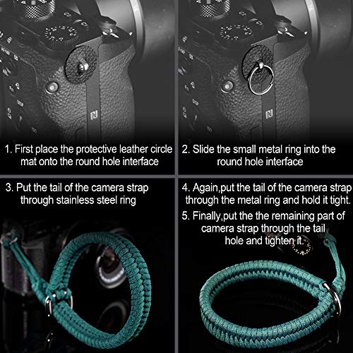 Image of Paracord Camera Wrist Strap Lanyard-Quick Release for DSLR Mirrorless | Turquoise Adjustable wrist size,High-strength paracord material,lightweight 1.16oz,secure metal clasp,Fits Canon Nikon Sony