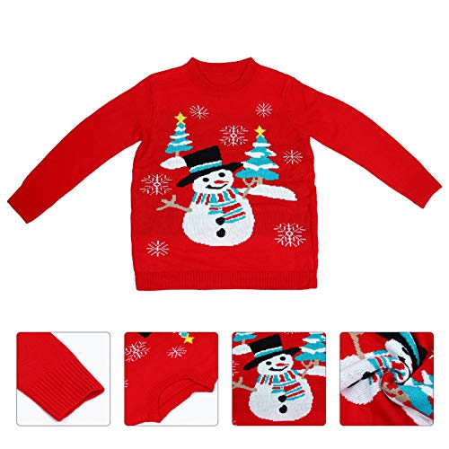 KESYOO Boneco de Neve Feminino Floco de Neve Suéter de Natal de Manga Longa Com Tema de Natal Tricô