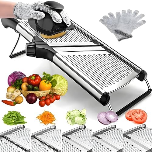 Mandoline Slicer for Kitchen, Adjustable Stainless Steel Vegetabl...