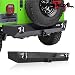 E-Autogrilles JTJRB004 EAG Rear Bumper With 2" Hitch Receiver & 2 D-ring Black Textured Off Road for 87-06 Jeep Wrangler TJ YJ