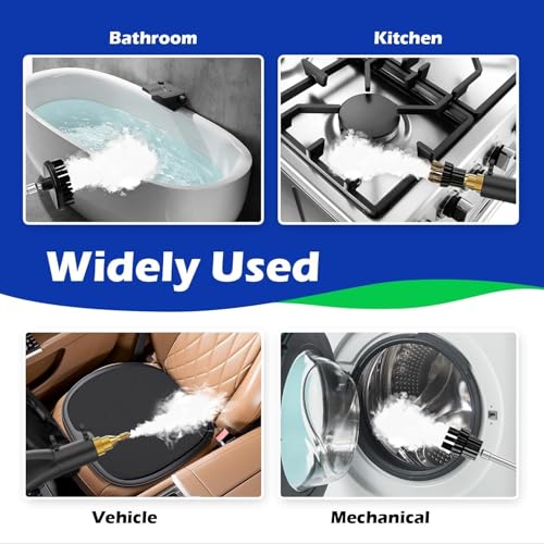 Image of Steam Cleaner,2500W High Temperature High Pressure Steam Cleaner with 3 Brush Heads, Portable Steam Cleaners with 1.5L Tank For Car Detailing Kitchen Bathroom Floors(White)