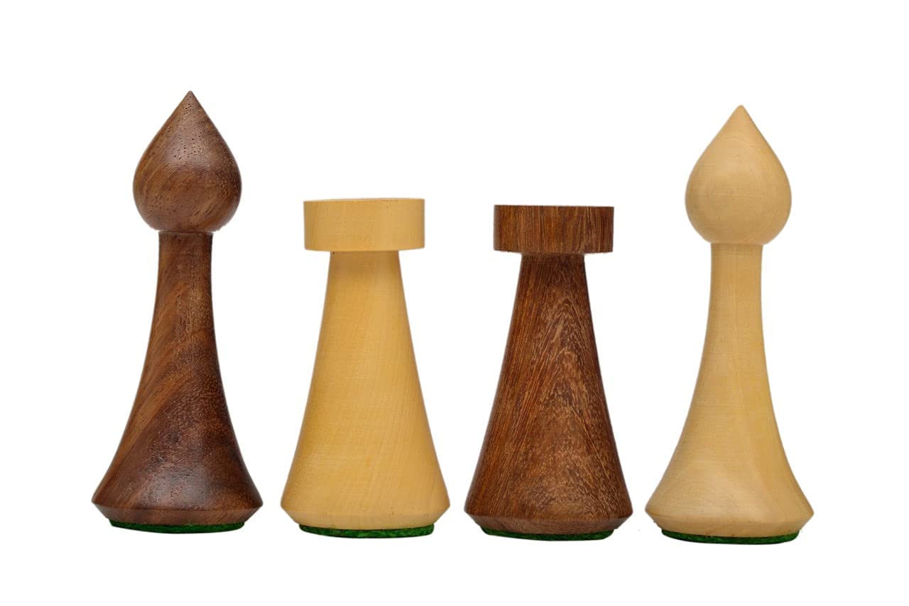 RR Herman Ohme Minimalist - Scacchi in legno di palissandro dorato e bosso, 9,5 cm, king size, 0,9 kg