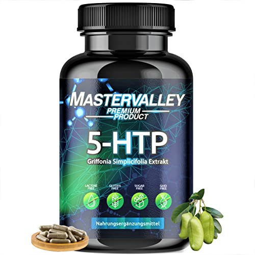 5-HTP | Pflanzlich | Better Sleep | Griffonia Simplicifolia Extrakt | 200mg Kapseln | Natürlicher Booster | 120 Kapseln | Keine Zusätze | Made in Germany | Mastervalley Cover