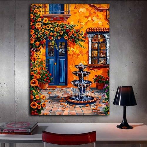 Toile Tournesol Fontaine Moderne Impression Sans Cadre - 3